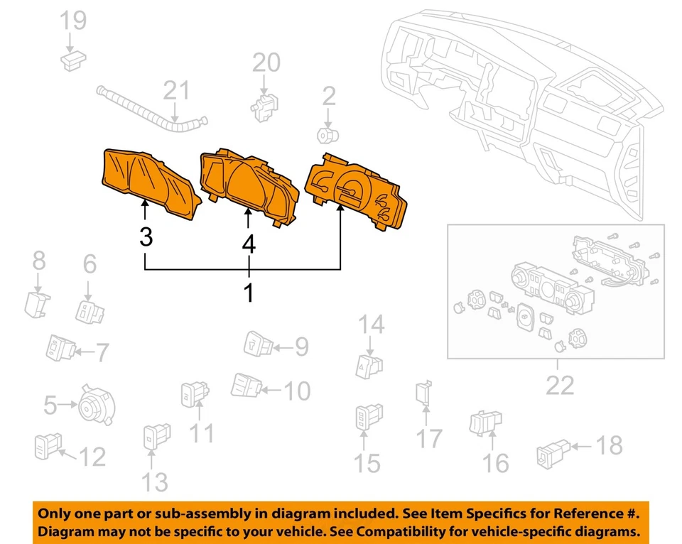 Used Speedometer Gauge fits: 2013 Honda Ridgeline cluster US market MPH RT VIN 2 - Image 1 of 4