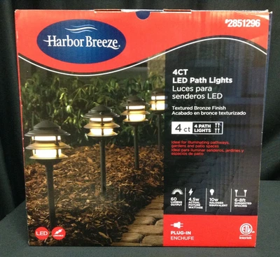 Set/4 Harbor Breeze LED Outdoor garden Path Lights 4.5w Textured Bronze Plug-in - Image 1 of 4