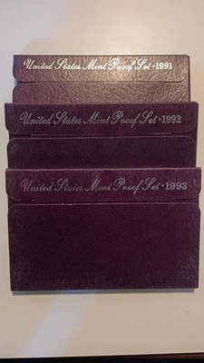 United States Mint Proof Sets 1991, 1992, 1993 Lot Of 3 Complete Sets - Image 1 of 4