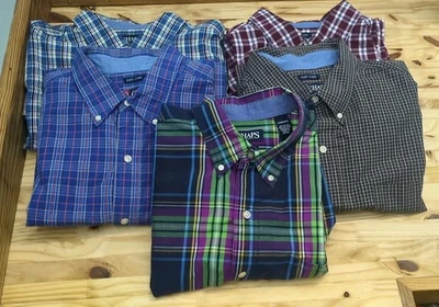 Camisas con botones a cuadros CHAPS para hombre talla 2XB grandes de fácil cuidado (lote de 5 camisas) Foto 1 de 4