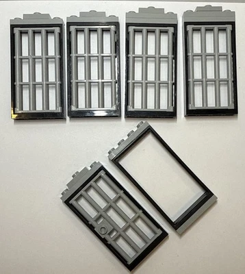 LEGO City Police Station Black 1x4x6 Door Frame with Gray Jail Door - Image 1 of 4