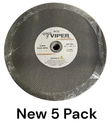 Ace Viper Cut Off Wheels 14" x 1/8" x 1" Metal Chop Saw Wheel  Pack Of 5 NEW - Image 1 of 3
