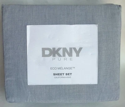 New DKNY PURE 4pc Gray CALIFORNIA KING Sheet Set Eco Mélange - Image 1 of 4