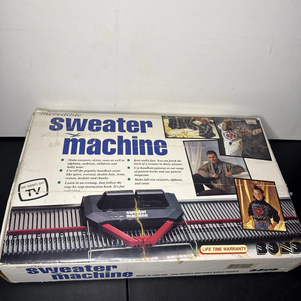 Juego completo de máquina suéter Bond Incredible vintage con caja, VHS y Manuel Works* Foto 1 de 4
