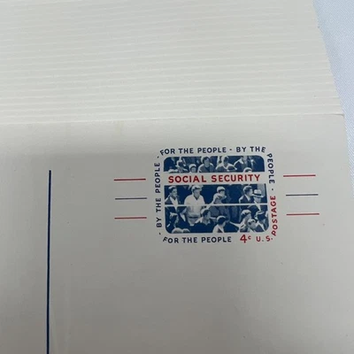 Lot of 25 US 4 Cent Postal Cards Postcards Unused 1964 Social Security - Image 1 of 3