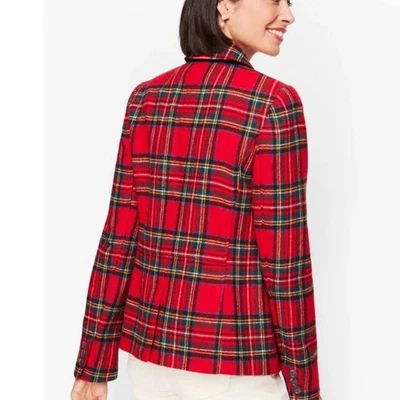 Chaqueta Blazer De Colección Talbots Roja Navidad Cuadros Lana Shetland Para Mujer Talla 6 Foto 1 de 4