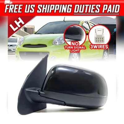 LH Side Wing Door Mirror Electric 3 Wires Black For Nissan March Micra 2011-2018 - Image 1 of 4