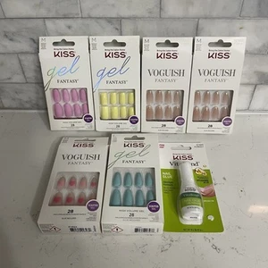6 Boxes Kiss Gel Fantasy and Voguish Fantasy Nails + 1 Extra Glue - 5 Med 1 Long - Picture 1 of 3