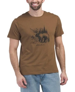 Eddie Bauer Mens Throwback Bear Graphic Short Sleeve Tee Hazelnut Medium  - Picture 1 of 3