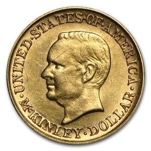 1916 Gold $1.00 McKinley Memorial AU - Picture 1 of 2
