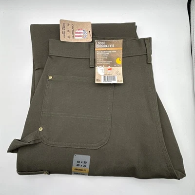 Carhartt Firm Duck Double Knee Work Dungaree Pants Mens 40X30 B01 MOS NWT NOS - Image 1 of 4