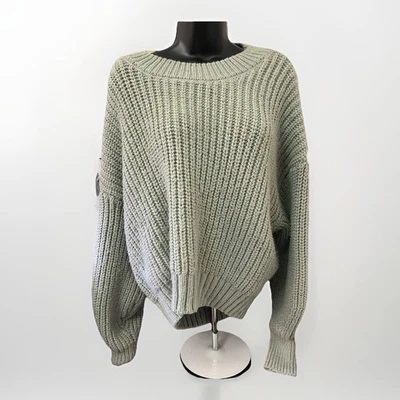 Women’s H&M Sage Green Chunky Knit Oversized Slouchy Sweater Size XL Cozy Fall - Image 1 of 4