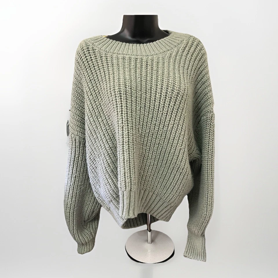 Suéter holgado de gran tamaño tejido grueso verde salvia H&M para mujer talla XL acogedor otoño Foto 1 de 4