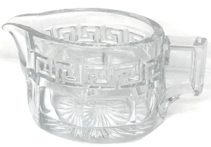 Vintage Signed Heisey Glass Greek Key Pattern Creamer Elegant Crystal Pitcher - Picture 1 of 10
