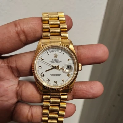 Rolex Day-Date 18238 18k Yellow Gold President White Dial Men's Watch 36mm - Image 1 of 4