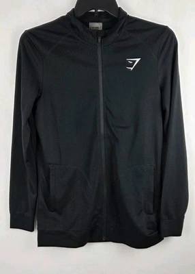 Gymshark Sudadera con Capucha Para Hombres Pequeña Negra Cremallera Completa Sudadera con Capucha Bolsillo Entrenamiento Gimnasio Foto 1 de 4
