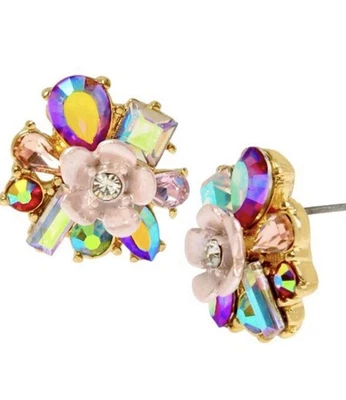 Серьги-гвоздики BETSEY JOHNSON с кристаллами и цветочным кластером - Изображение 1 из 4