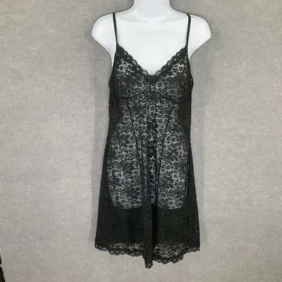 Apt 9 Negro Encaje Floral Íntima Lencería Cuello en V Dobladillo Festoneado Vestido Sin Mangas Talla L Foto 1 de 4