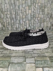 Hey Dude Wendy Slip On  Women size 5. Quilted Black metallic sparkle Guc Rare - Picture 1 of 9