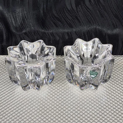 Vintage Orrefors Crystal Candle Holders 8 Point Taper Set Of 2 - Image 1 of 4