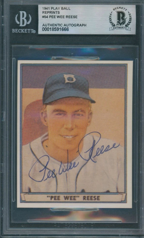 1941 Play Ball Reprints #54 Pee Wee Reese Beckett Authentic Autograph Signed *66 - Image 1 of 1
