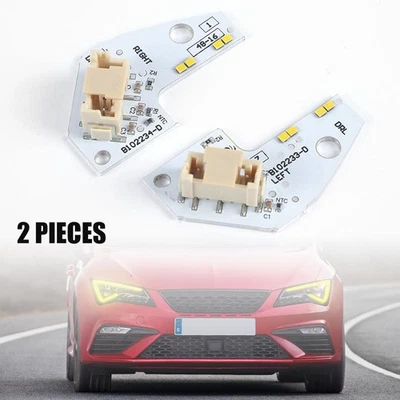 Faros DRL amarillos de circulación diurna placa LED chips para Seat Leon 2017-2020 Foto 1 de 4