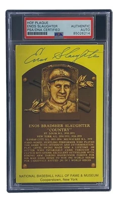 Enos Slaughter Signed 4x6 St Louis Cardinals HOF Plaque Card PSA/DNA 850262826 - Image 1 of 4