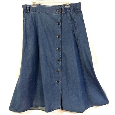 Maxi Falda Denim Lizwear De Colección Talla 16 Botón Central Frontal Línea A Bolsillos Laterales Foto 1 de 4