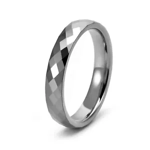 4mm Diamond Faceted Tungsten Carbide Wedding Bands Men's Women's Fashion Ring - Picture 1 of 2