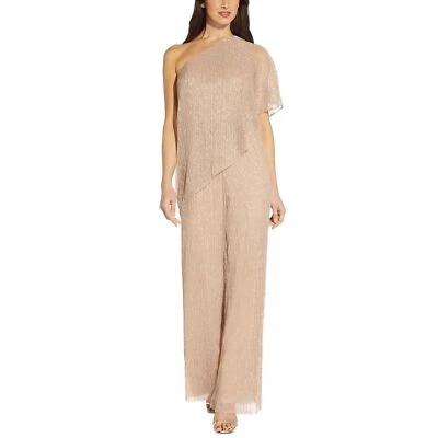 NWT Adrianna Papell Metallic Draped One-Shoulder Jumpsuit - size 2 - Image 1 of 4