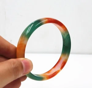 Chà Zǐ Yān Hóng RED NATURAL JADE BANGLE BRACELET 66.5 mm BIG SZ BOX - Picture 1 of 6