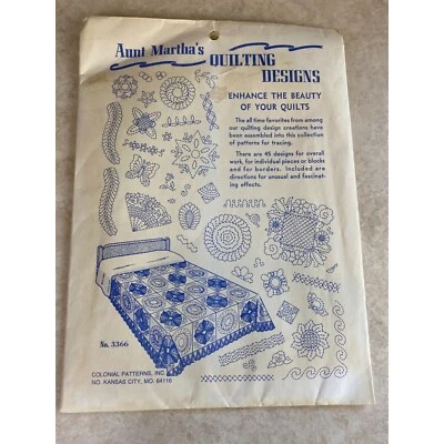 VTG Aunt Martha's Quilting Designs N0. 3366 With 4 Patterns - Image 1 of 4