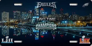 Philadelphia Eagles Two Times Super Bowl LII LIX 2017 2018 2024 2025 Lic Night - Picture 1 of 1