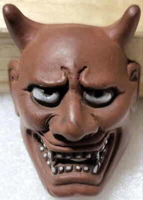 Máscara de cerámica japonesa vintage Noh Hannya Netsu Ishisen años 50 rara coleccionable Foto 1 de 4