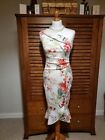 LIPSY CREAM MULTICOLORED FLORAL PENCIL DRESS WITH FRILLED HEM SIZE 10