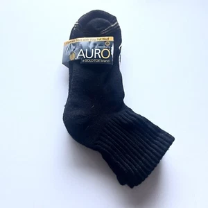 Auro Gold Toe Brand Black Ankle Socks 2 Pairs Youth Large 3-9 - Picture 1 of 6