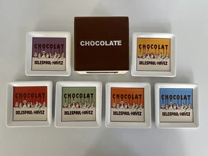 Pottery Barn ~ (6) CHOCOLAT Delespaul Havez Drink Coasters Chocolate NEW in BOX - Picture 1 of 9