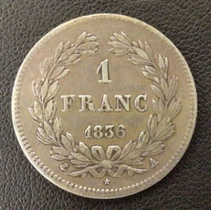 France Louis Philippe Tete Lauree 1 Franc 1836 In Paris - Picture 1 of 2