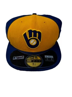 Milwaukee Brewers New Era Sobre el Campo Bajo Perfil ALT 59FIFTY Sombrero Ajustado-Azul/Dorado Foto 1 de 3
