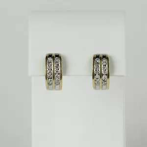 Pretty 14k Yellow Gold, 0.40 Carat Diamond Womens Omega Earrings - Picture 1 of 2