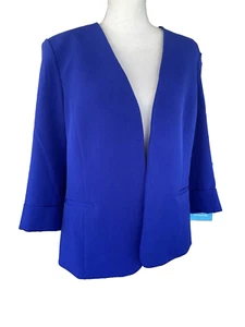 Kasper Vintage Royal Blue Open Front Jacket Size 14 - Picture 1 of 16