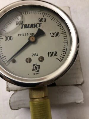 NEW Trerice 52-3020 Pressure Gauge 0-1500 PSI 1/4" NPT BOTTOM ,CV - Image 1 of 4
