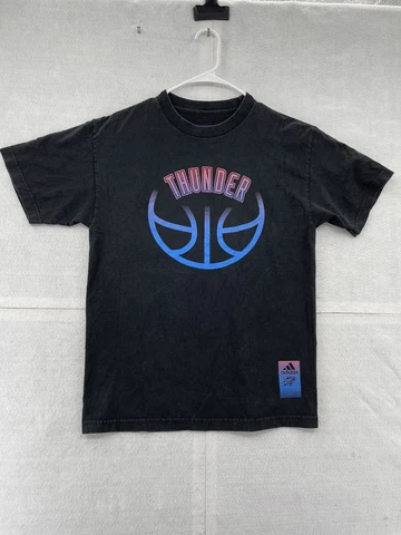 Adidas OKC Oklahoma City Thunder Shirt Adult Medium Black Short Sleeve NBA Men's Cover