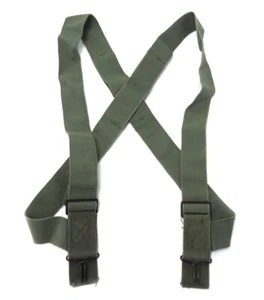 VINTAGE MILITARY ISSUE M-1950 TROUSER PANT SUSPENDERS ELASTIC OD GREEN USA MADE - Picture 1 of 9
