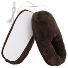USB Heating Slippers Electric Plush Shoes 5V Rechargeable Winter Warm (Coffee)