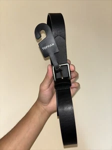 "Cinturón de cuero negro para hombre TOPMAN talla 30-34""" - Imagen 1 de 2