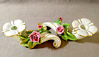 Antique Dresden Porcelain Candle Holder Pink Rose Horn Shape Chandelier Germany