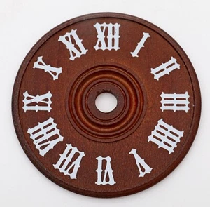 Holz Kuckucksuhr Zifferblatt 3 1/8" 80 mm Durchmesser braun Seidenschirm weiße Ziffern - Bild 1 von 1