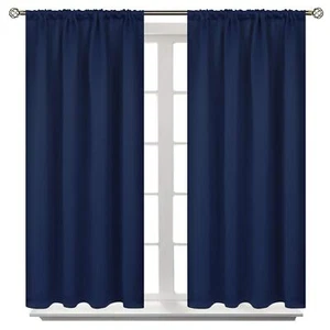 Blackout Curtains for Bedroom 45 Inch Length - Room Darkening Drapes Thermal - Picture 1 of 7