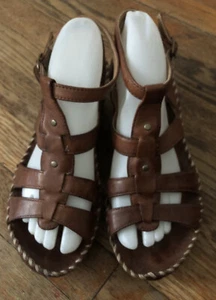 ARIAT Womens Brown Leather Strappy Open Toe Wedge Comfort Sandal 9 B - Picture 1 of 9
